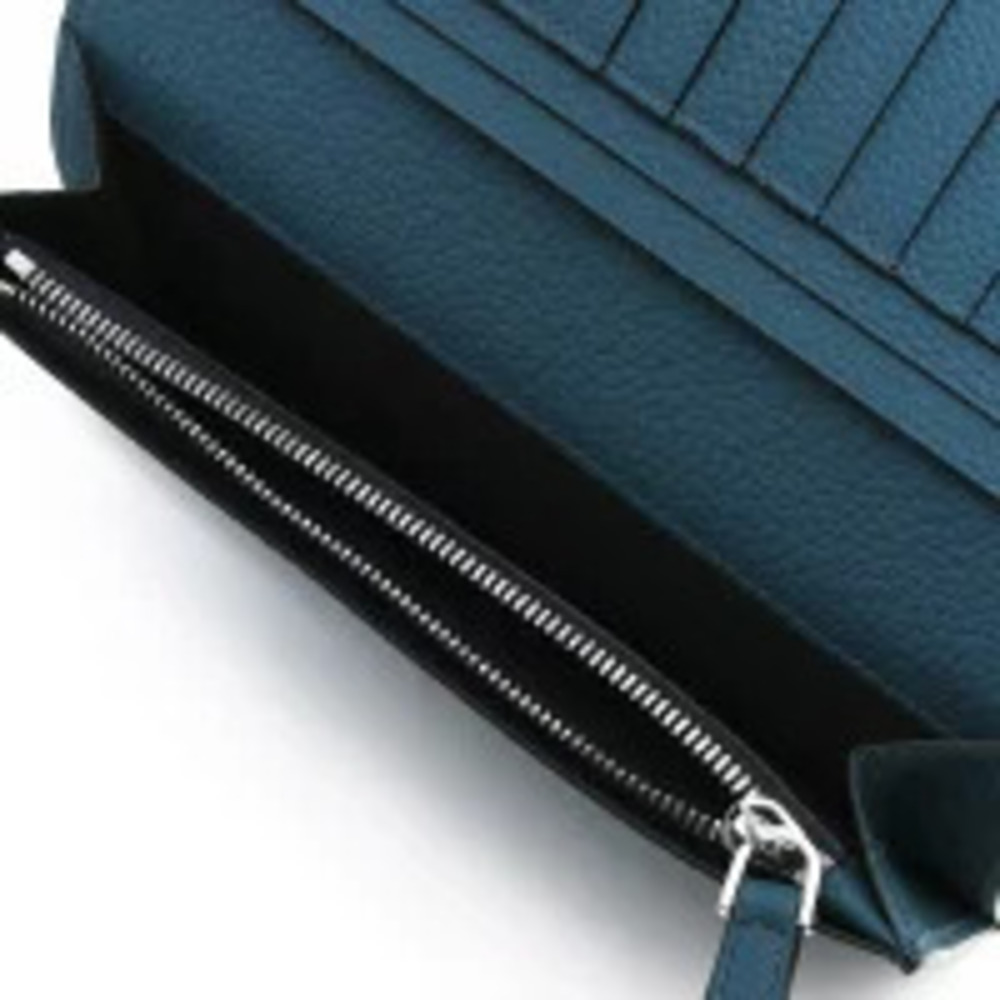 Salvatore Ferragamo Denim Long Wallet Blue Double SALVATORE Gancini Blue